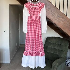 Candi Jones Vintage Prairie Cottagecore Farmcore Red Gingham Americana Dress